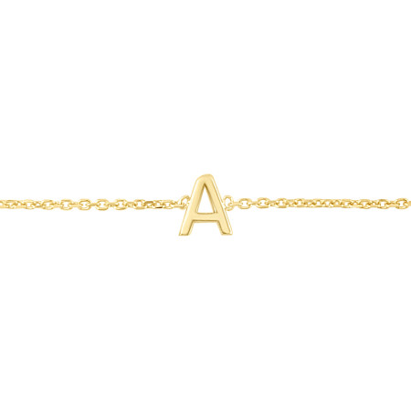 5mm Mini Initial Letter Bracelet for Men & Women | 14K Yellow Gold | Spring Ring Clasp in Yellow color  HD5163