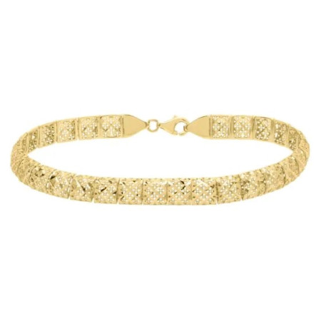6.2mm Fancy Textured Square Cut Link Bracelet for Men & Women | 10K Yellow Gold | Lobster Clasp in Yellow color  HD5171