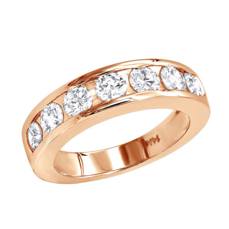 7 Stone Anniversary Ring 1.5 Carats 14k Gold Diamond Wedding Band For Women in Rose color 000793