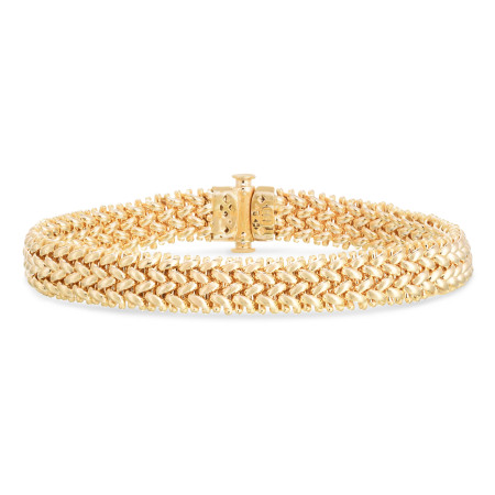 8.8mm Medium Mesh Rice Bracelet for Men & Women | 14K Yellow Gold | Box with Both Side Push Clasp in Yellow color  HD5150