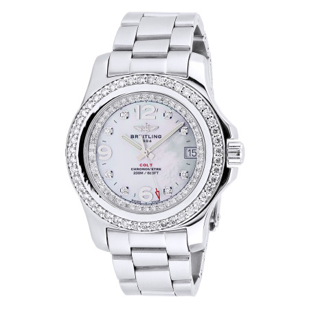 Breitling Colt Ladies Custom Diamond Watch 2.50ct 966050
