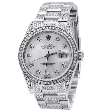 ROLLIE WATCH OUT！ Men's Iced Out Diamond Watch Rolex Datejust 36mm Dark Red Dial