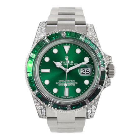 Rolex Submariner Custom Diamond Green Dial Mens Watch 116610LN 116610 969014