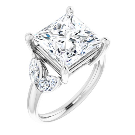 Abigail Lab Grown Diamond Ring | 6 Carat Square Diamond Accented Engagement Ring ST018DLS