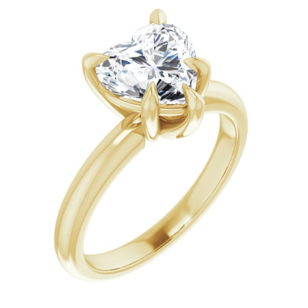 Ada Lab Grown Diamond Ring | 2 Carat Heart Diamond Solitaire Engagement Ring in Yellow color  ST140DLH