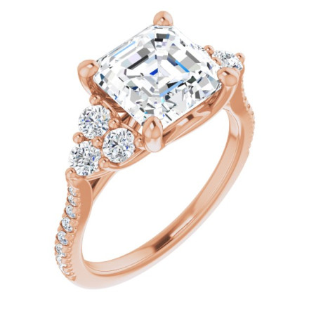 Adalynn Lab Grown Diamond Ring | 3 Carat Asscher Diamond French-Set Engagement Ring in Rose color ST107DLA