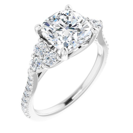 Adalynn Lab Grown Diamond Ring | 3 Carat Cushion Diamond French-Set Engagement Ring ST107DLC