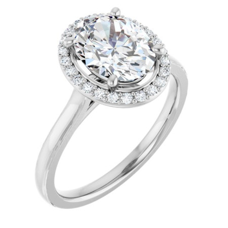 Adeline Lab Grown Diamond Ring | 2 Carat Oval Diamond Halo-Style Engagement Ring ST063DLO