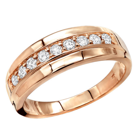 Affordable 10K Gold 0.5 Carat Round Diamond Wedding Ring for Men and Women in Rose color 000850