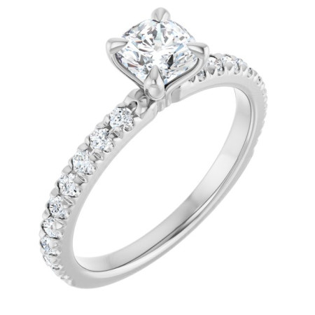 Alaia 0.75 Carat Cushion Diamond French-Set Engagement Ring ST111DNC