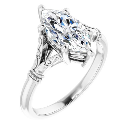 Alana Lab Grown Diamond Ring | 2 Carat Marquise Diamond Split Shank Engagement Ring ST162DLM