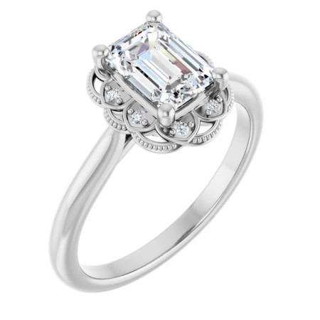 Alani 1 Carat Emerald Diamond Halo-Style Engagement Ring ST134DNE
