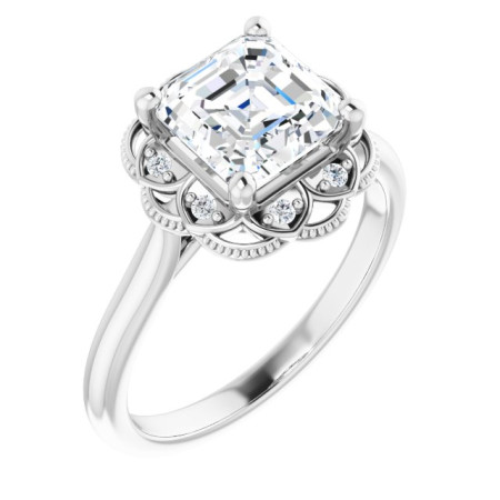 Alani Lab Grown Diamond Ring | 2 Carat Asscher Diamond Halo-Style Engagement Ring ST134DLA
