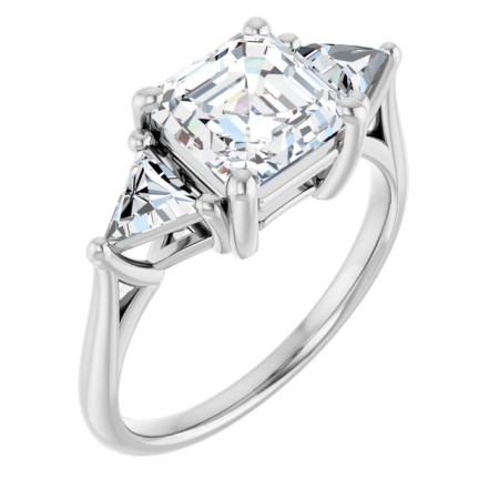Alexis Lab Grown Diamond Ring | 2 Carat Asscher Diamond Three-Stone Engagement Ring ST245DLA