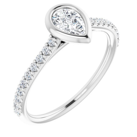 Alice 0.5 Carat Pear Diamond Bezel-Set Engagement Ring in White color  ST082DNP