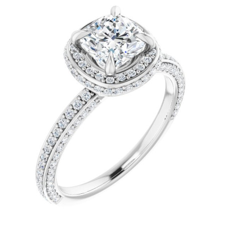 Allison 1 Carat Cushion Diamond Halo-Style Engagement Ring ST069DNC