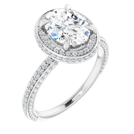 Allison Lab Grown Diamond Ring | 2 Carat Oval Diamond Halo-Style Engagement Ring in White color  ST069DLO
