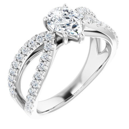 Amara 0.75 Carat Pear Diamond Accented Engagement Ring in White color  ST114DNP