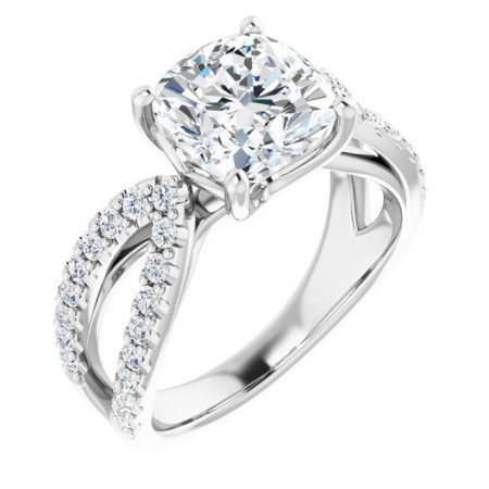 Amara Lab Grown Diamond Ring | 3 Carat Cushion Diamond Accented Engagement Ring ST114DLC