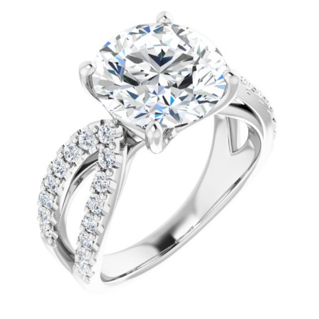 Amara Lab Grown Diamond Ring | 4 Carat Round Diamond Accented Engagement Ring ST114DLR