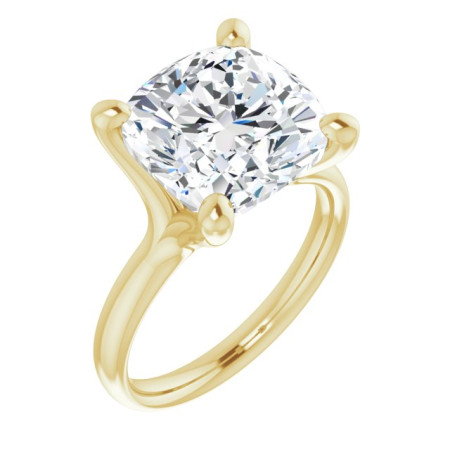 Amelia Lab Grown Diamond Ring | 7 Carat Cushion Diamond Solitaire Engagement Ring in Yellow color  ST004DLC