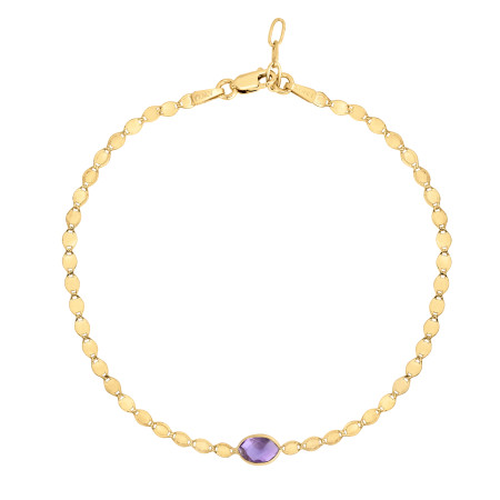 2.2mm Amethyst Mirrored Chain Bracelet for Men & Women | 14K Yellow Gold | Lobster Clasp HD5099