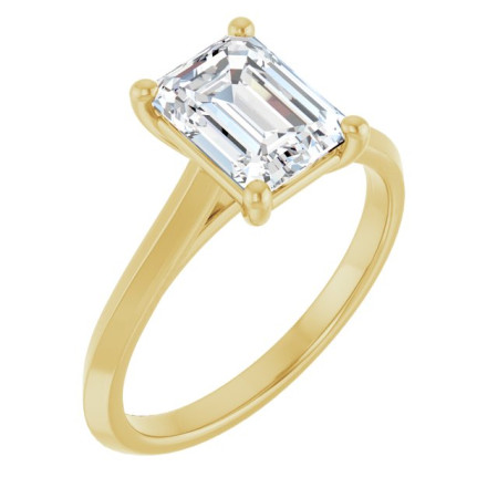 Amy Lab Grown Diamond Ring | 2 Carat Emerald Diamond Solitaire Engagement Ring in Yellow color  ST164DLE