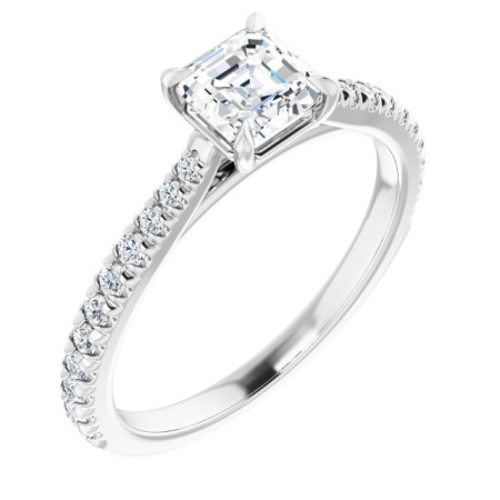 Andrea 0.75 Carat Asscher Diamond French-Set Engagement Ring ST121DNA