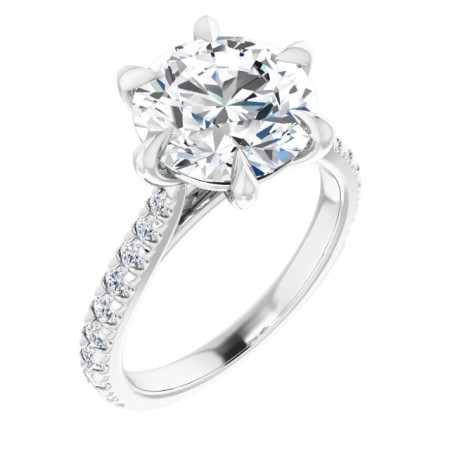 Andrea Lab Grown Diamond Ring | 4 Carat Round Diamond French-Set Engagement Ring ST121DLR