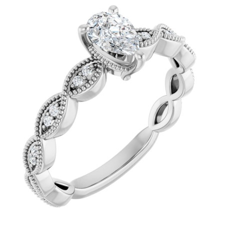 Anna 0.5 Carat Pear Diamond Accented Engagement Ring in White color  ST056DNP