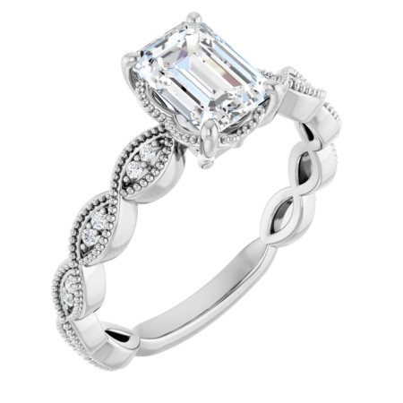 Anna 1 Carat Emerald Diamond Accented Engagement Ring ST056DNE