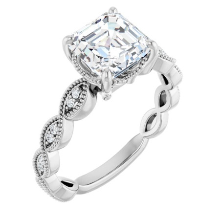 Anna 2 Carat Asscher Diamond Accented Engagement Ring ST056DNA