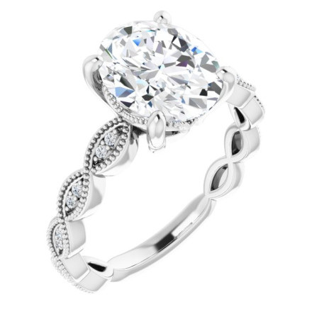 Anna Lab Grown Diamond Ring | 3 Carat Oval Diamond Accented Engagement Ring ST056DLO