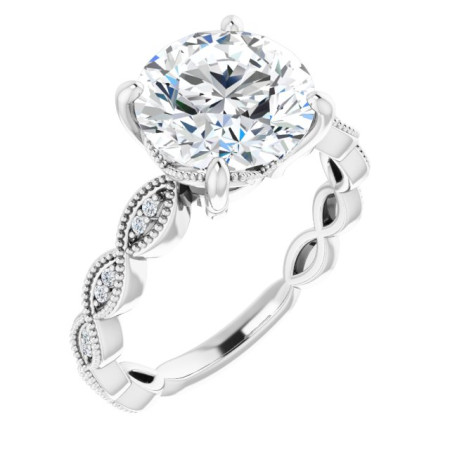 Anna Lab Grown Diamond Ring | 3 Carat Round Diamond Accented Engagement Ring ST056DLR