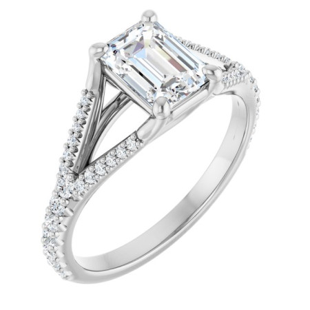 Arabella 1 Carat Emerald Diamond Solitaire Engagement Ring in White color  ST181DNE