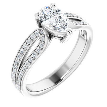 Aria 1 Carat Pear Diamond Accented Engagement Ring in White color  ST017DNP