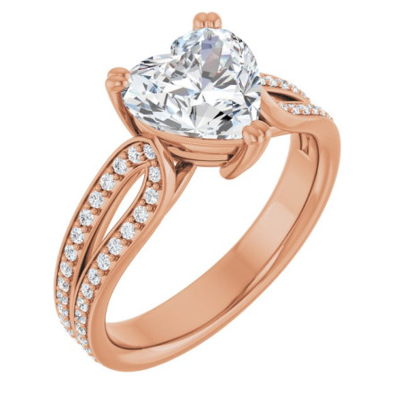 Aria 2 Carat Heart Diamond Accented Engagement Ring in Rose color ST017DNH