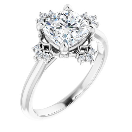 Arianna 2 Carat Cushion Diamond Accented Engagement Ring ST135DNC