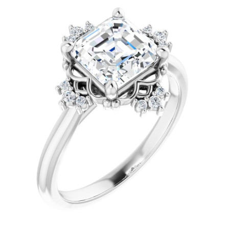 Arianna Lab Grown Diamond Ring | 2 Carat Asscher Diamond Accented Engagement Ring ST135DLA