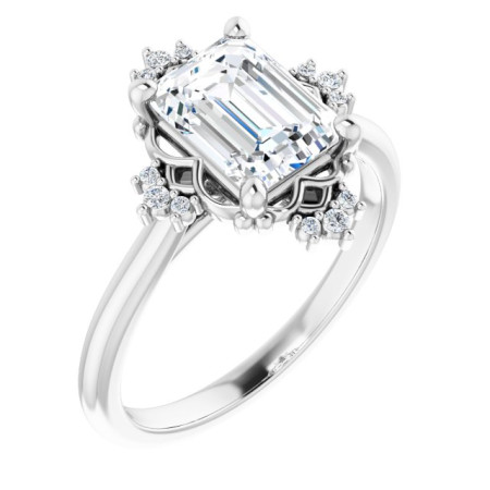 Arianna Lab Grown Diamond Ring | 2 Carat Emerald Diamond Accented Engagement Ring ST135DLE