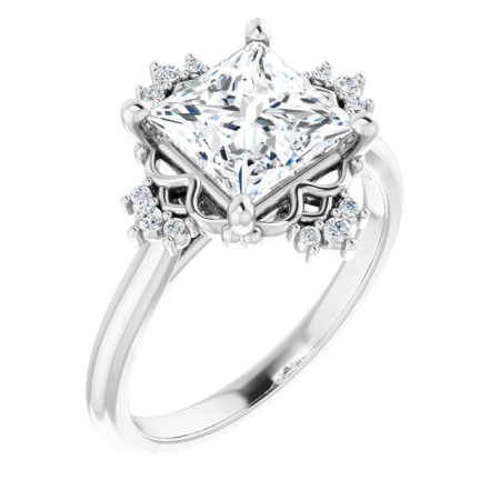 Arianna Lab Grown Diamond Ring | 1.5 Carat Square Diamond Accented Engagement Ring ST135DLS