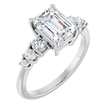 Ariel Lab Grown Diamond Ring | 2 Carat Emerald Diamond Accented Engagement Ring ST186DLE