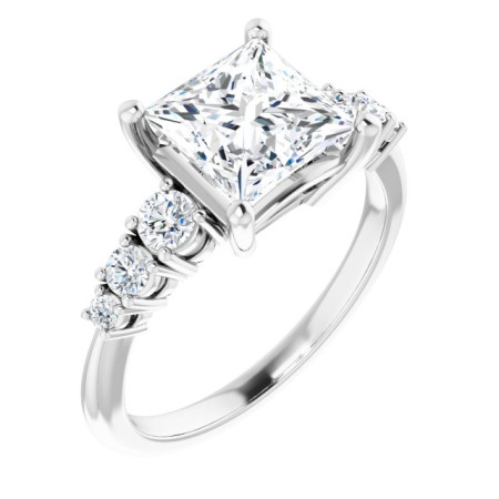 Ariel Lab Grown Diamond Ring | 2 Carat Square Diamond Accented Engagement Ring ST186DLS