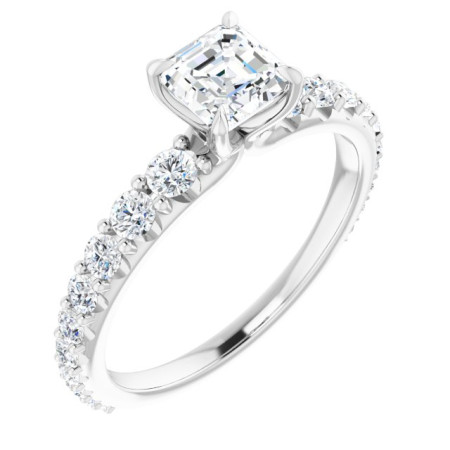Arya 0.75 Carat Asscher Diamond Accented Engagement Ring ST096DNA