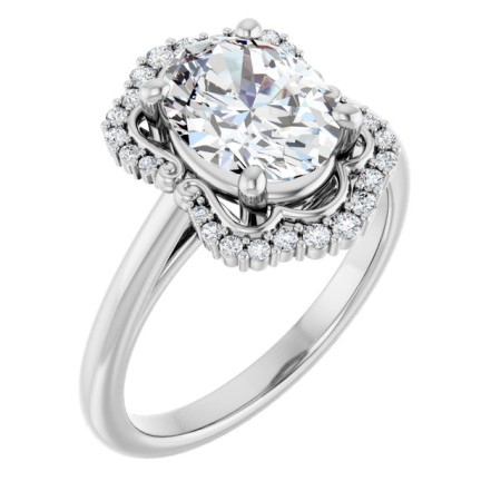 Ashley Lab Grown Diamond Ring | 2 Carat Oval Diamond Halo-Style Engagement Ring ST159DLO