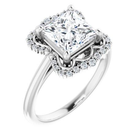 Ashley Lab Grown Diamond Ring | 1.5 Carat Square Diamond Halo-Style Engagement Ring ST159DLS