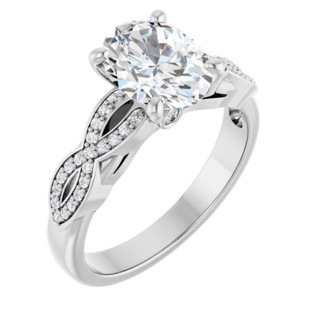 Aurora 2 Carat Oval Diamond Accented Infinity-Inspired Engagement Ring ST077DNO
