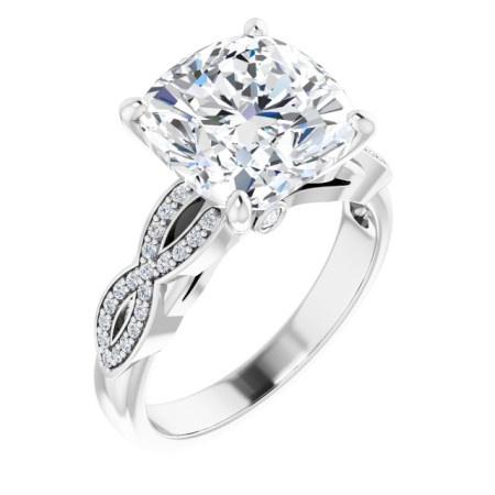 Aurora 5 Carat Cushion Diamond Infinity-Inspired Engagement Ring in White color  ST077DNC