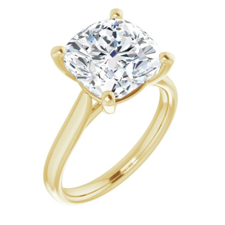 Ava Lab Grown Diamond Ring | 5 Carat Cushion Diamond Solitaire Engagement Ring in Yellow color  ST072DLC