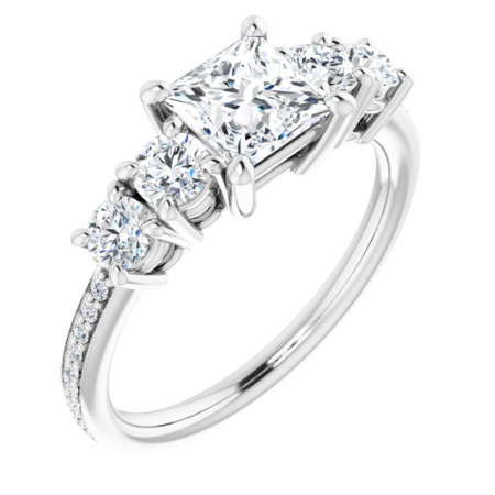 Avery 1 Carat Square Diamond Five-Stone Engagement Ring ST019DNS